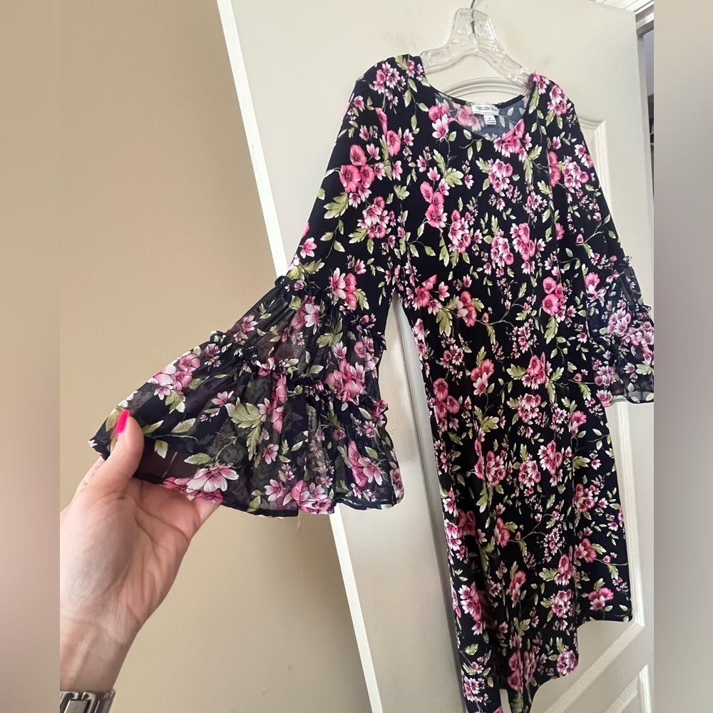 Chelsea Taylor Floral Bell Sleeve Mid Length Dress Women’s Size 8 - Picture 11 of 16